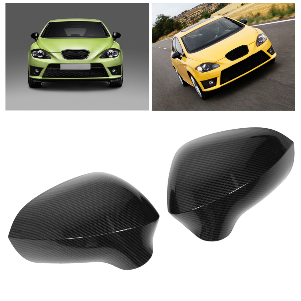 2Pcs Rearview Mirror Cap 1P0857537 Left And Right Dustproof Exterior Side Wing Mirror Cap Replacement For Seat Leon Ibiza Carbon Fiber Look 8131314803284