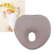 Toddler Head Pillow Slow Recovery Pure Cotton Soft Foam Prevent Flat Head Newborn Pillow for Home Bedroom Travel Gray