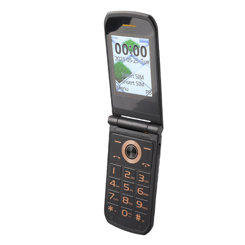 4G Senior Flip Phone With Big Button Clear Sound Flip Cell Phone For Elderly Dual Screen Display 4800Mah Battery Sos Button Black 8431314807405