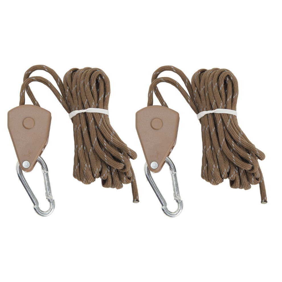 2 Pcs 4M Camping Tent Adjustable Wind Cord Outdoor Tent Rope With Pulley Canopy Quick Setup Camping Rope Khaki 7891314809396