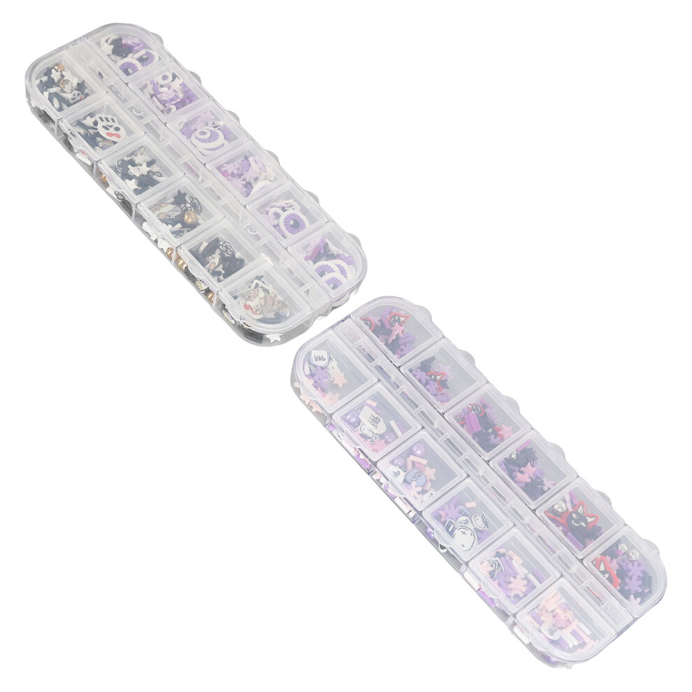 2 Box Salon 3D Skull Pattern Nail Art Slices Clay Halloween Nail Art Sequins Party Decoration for Women