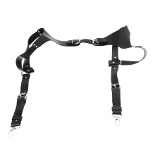 Men Suspenders Adjustable Sturdy Vintage Style PU Leather Renaissance Men Suspenders for Parties Business Gatherings Black Free Size
