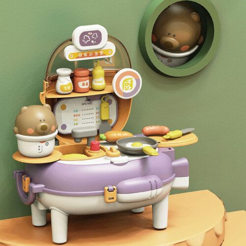 Stimulation Pretend Backpack Playset Multi Functional Portable Pretend Backpack Playing Toy Type 1 2