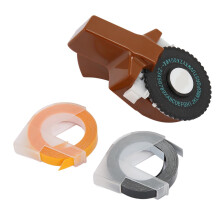 Embossing Label Maker Multipurpose Portable Embossing Label Maker Machine with 2 Rolls Tapes for Home and Office Brown