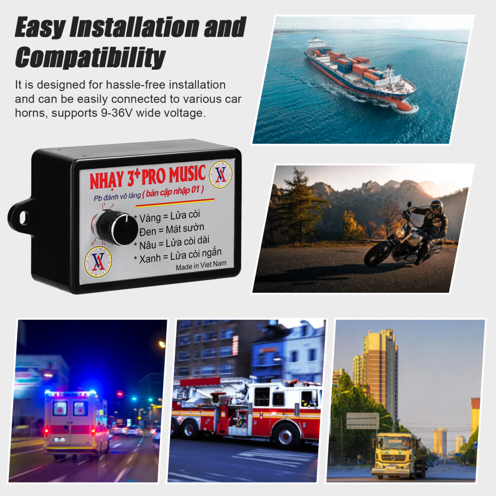 Car Horn Controller Electric Horn Speaker Sound Control Unit With 8 Sound Effects/Volume Switching For Car Truck Marine Boat 7661314831785