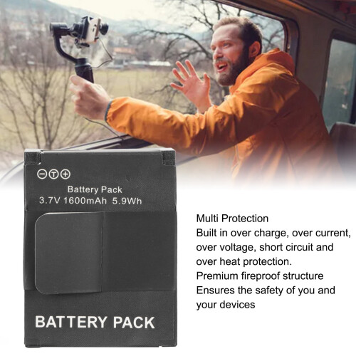 Action Camera Battery 1600mAh 3.7V 5.9Wh 2
