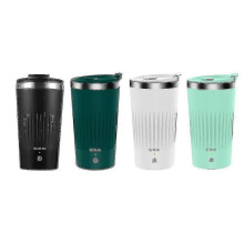 (White) Automatic Stirring Mug Hot Stirring Mug Electric Rotating Spinning Insulated Smart Stainless Steel Home Mixer Milk Whisk Cup