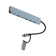 Type C Hub 7 Ports High Speed Transmission Aluminium Alloy Plug and Play Type C Docking Station for PC Laptop Phone