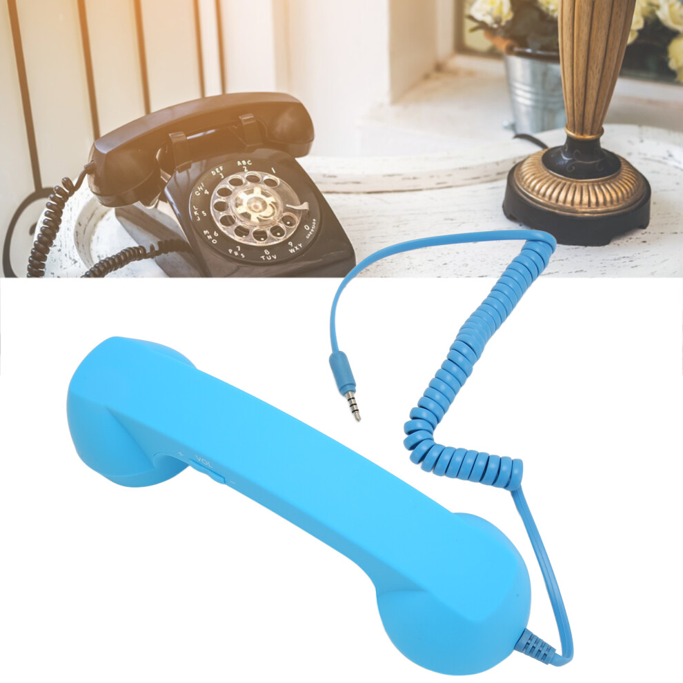 Cell Phone Handset 3.5Mm Plug Retro Radiation Proof Wired Telephone Handset Receiver For Smartphone Computer Sky Blue 7691314838040