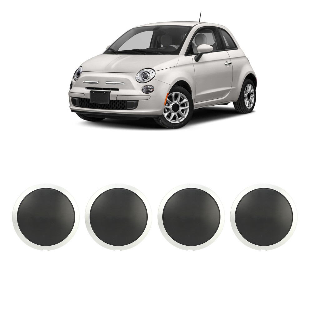 4pcs Wheel Hub Cap 68078419AC High Hardness Center Hubcap with Chrome Trim Replacement for FIAT 500 2007 to 2019 White Circle White Letter-image-OPC-PHQYCWW-NEW
