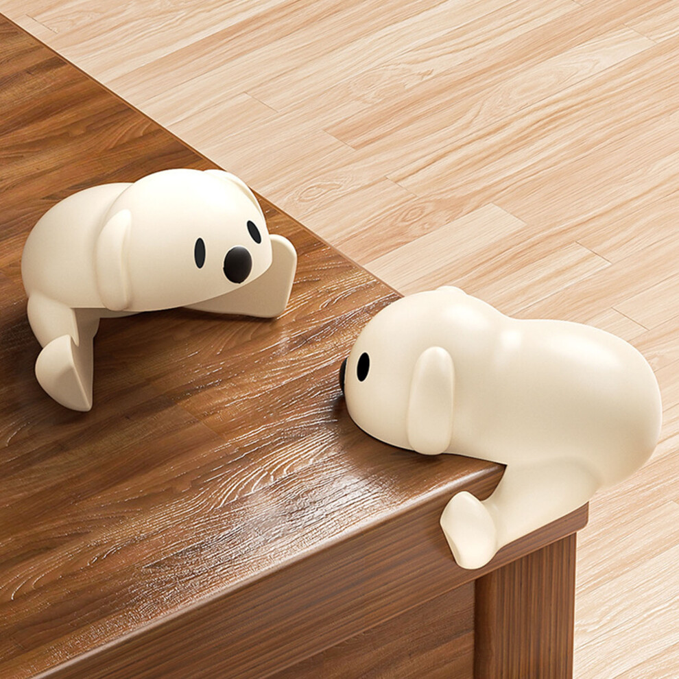 4PCS Corner Protector Silicone Corner Guard Cartoon Puppy Baby Proofing Back Adhesive Edge Bumper for Table Furniture Apricot