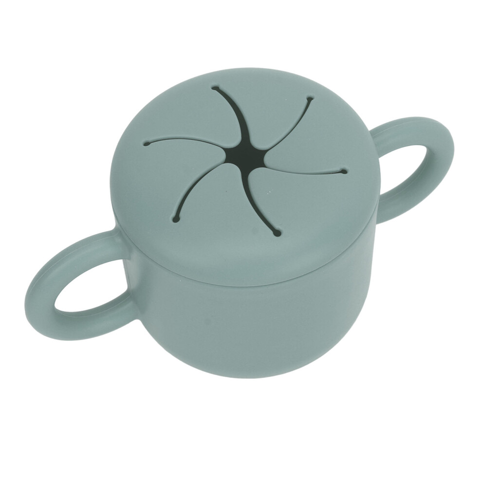 Baby Silicone Snack Cup Multipurpose Safe Healthy Portable Double Ear Design Baby Snack Pot for Baby Toddler Kids 350ml Dusty Blue