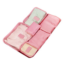 Travel Luggage Storage Bag Set Packing Cubes for Suitcases Pink 6 Piece