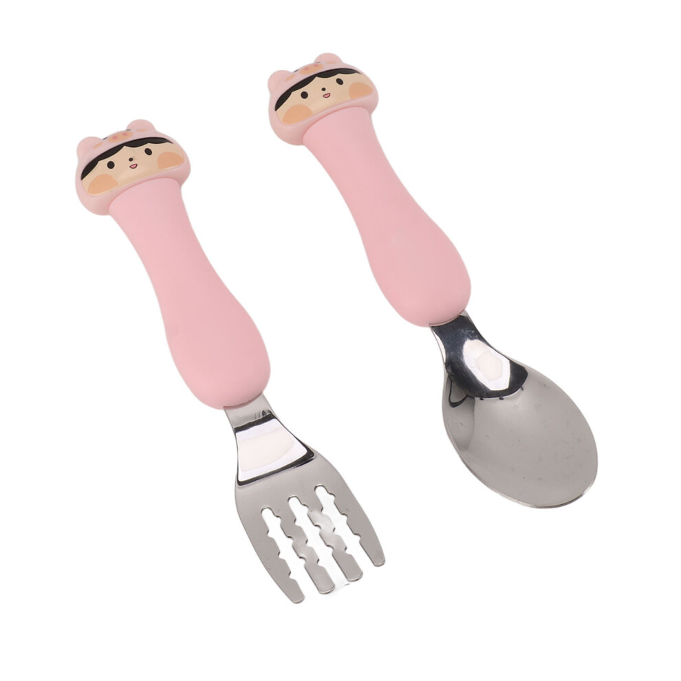 Baby Fork Cute Cartoon Shaped Spoon PP Handle Stainless Steel Tableware for Children Feeding Training Pig