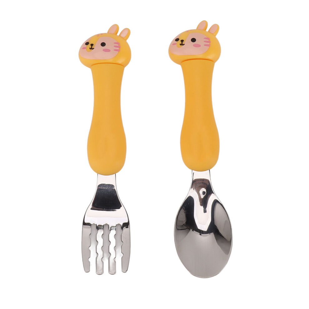 Baby Fork Cute Cartoon Shaped Spoon PP Handle Stainless Steel Tableware for Children Feeding Training Squirrel