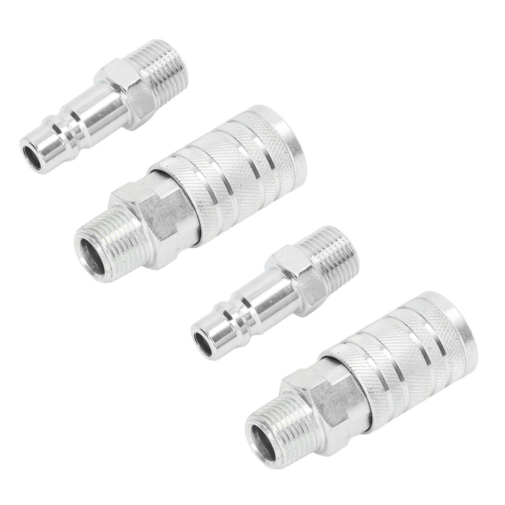4Pcs Air Hose Fitting Quick Connector 1/2In Npt Male Female 300Psi High Flow Pneumatic Hose Fittings 4631314858337