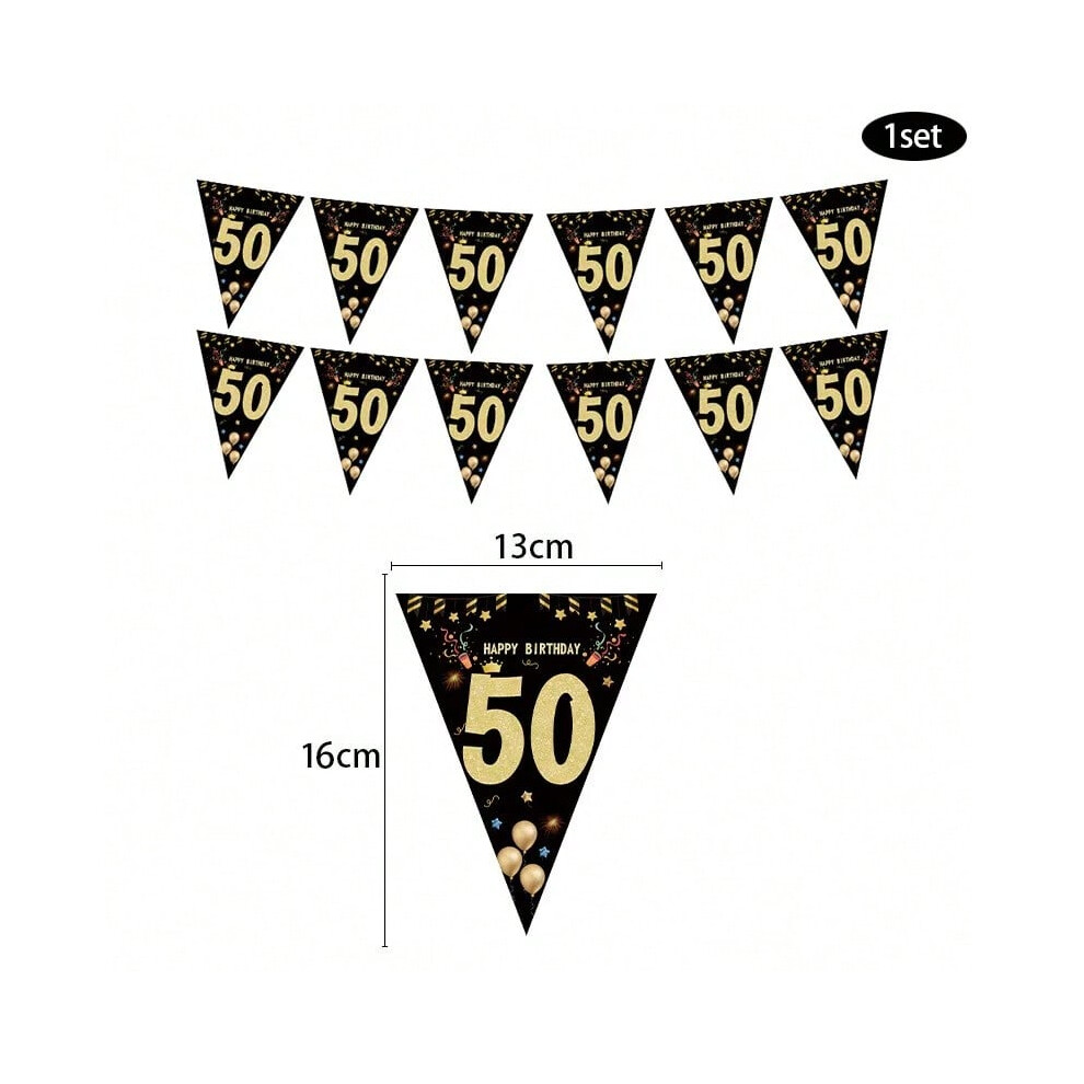 (style C) 30 40 50 60 Year Happy Birthday Paper Banner Birthday Party Decorations Adult Garland Birthday Anniversaire 30/40age Black Flags