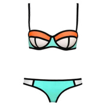 (S, green) Bikini Set Fashionable Chromatic Color Sexy Camisole Swimwear Swimsuit