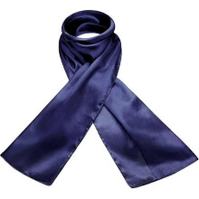 (Navy) Plain Pure Natural Silk Light Weight Fine Soft Skin Olaof Scarf