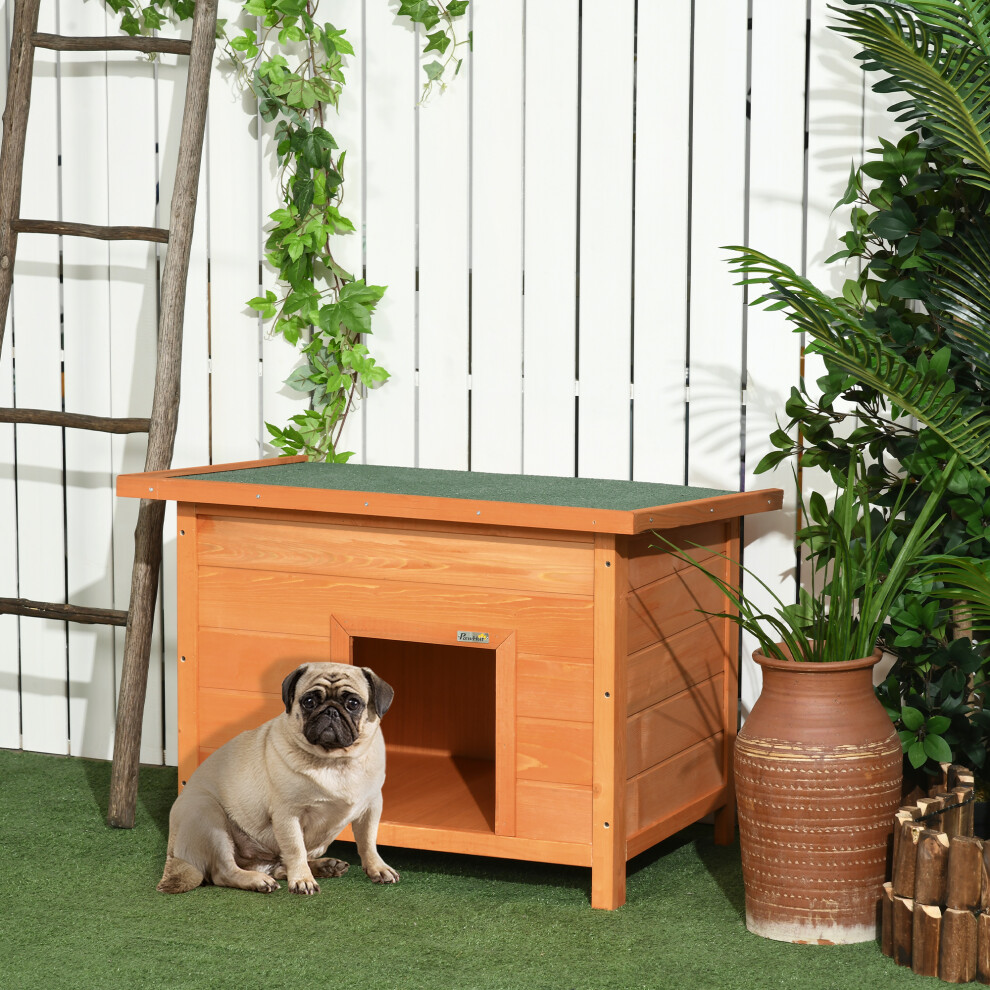 Pawhut 82Cm Elevated Dog Kennel Wooden Pet House Outdoor With Open Top