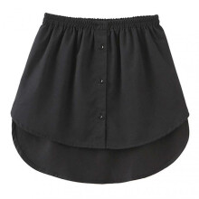 (S, Black) Shirt Extenders Layering Fake Top Lower Sweep Shirt Extender Asjustable Mini Skirt For Women