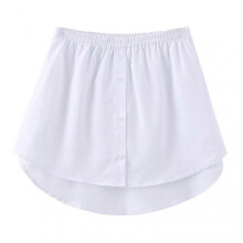 (S, White) Shirt Extenders Layering Fake Top Lower Sweep Shirt Extender Asjustable Mini Skirt For Women