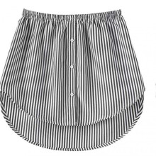 (2XL, Black And White Stripes) Shirt Extenders Layering Fake Top Lower Sweep Shirt Extender Asjustable Mini Skirt For Women