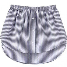 (5XL, Blue And White Stripes) Shirt Extenders Layering Fake Top Lower Sweep Shirt Extender Asjustable Mini Skirt For Women