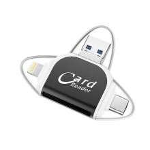 (Black) 2024 NEW Multi Port 4 in 1 Universal Card Reader, Portable Memory Card Reader