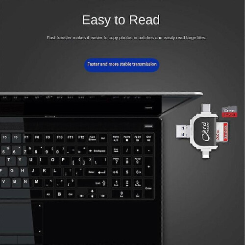 (Black) 2024 NEW Multi Port 4 in 1 Universal Card Reader, Portable Memory Card Reader 2