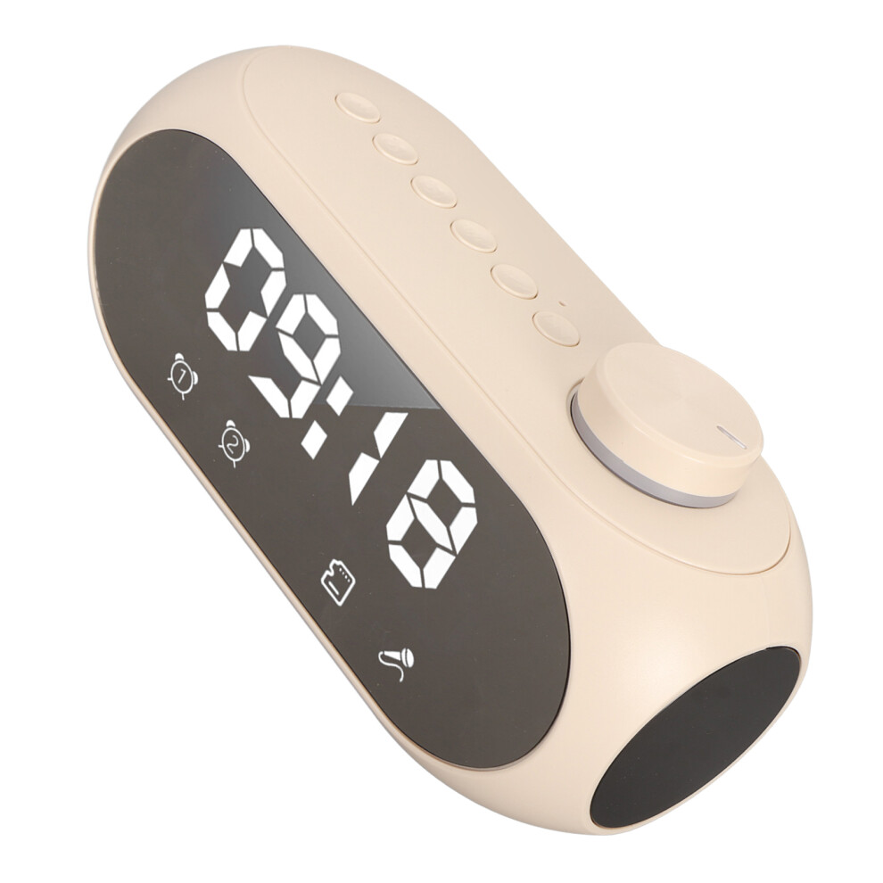 Wireless Bluetooth Speaker Rgb Lighting Strong Bass Temperature Display Voice Broadcast Fm Radio Mirror Alarm Clock Beige 3041314886246