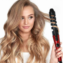 (Blue, US Plug) Automatic Curling Iron Ceramic Auto Hair Curler - Detangle Scald-Free Fast Heating One-Click Automatic Rechargeable