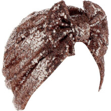 (One Size, Khaki) Stretch Muslim Turbans for Women Knot Solid Sequins Hijab Headwear Chemo Beanies Plated Hair Headwrap Caps