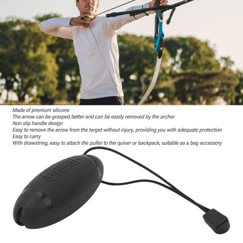Archery Arrow Puller Hand Saver Silicone Target Remover Gripper with Drawstring for Easy Training Black 2