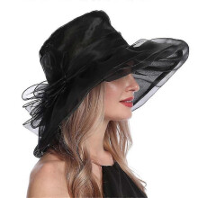 (Style B black) Women Kentucky Derby Hats With Organza Flower For Church Wedding