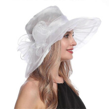 (Style B white) Women Kentucky Derby Hats With Organza Flower For Church Wedding