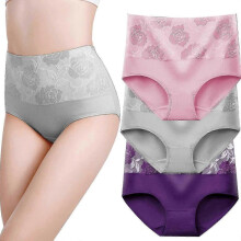 (XXXL, combine A-3pcs) "8pcs Underwear Cotton High Waist Tummy Control Panties Women's Rose Jacquard Ladies Panty"