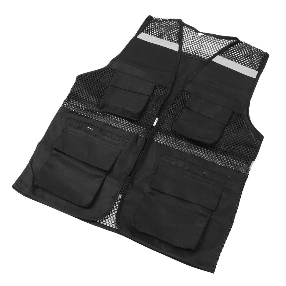 Reflective Working Vest Multiple Pockets Mesh Design High Visibility Breathable Safety Vest With Reflective Strips 9381314909274