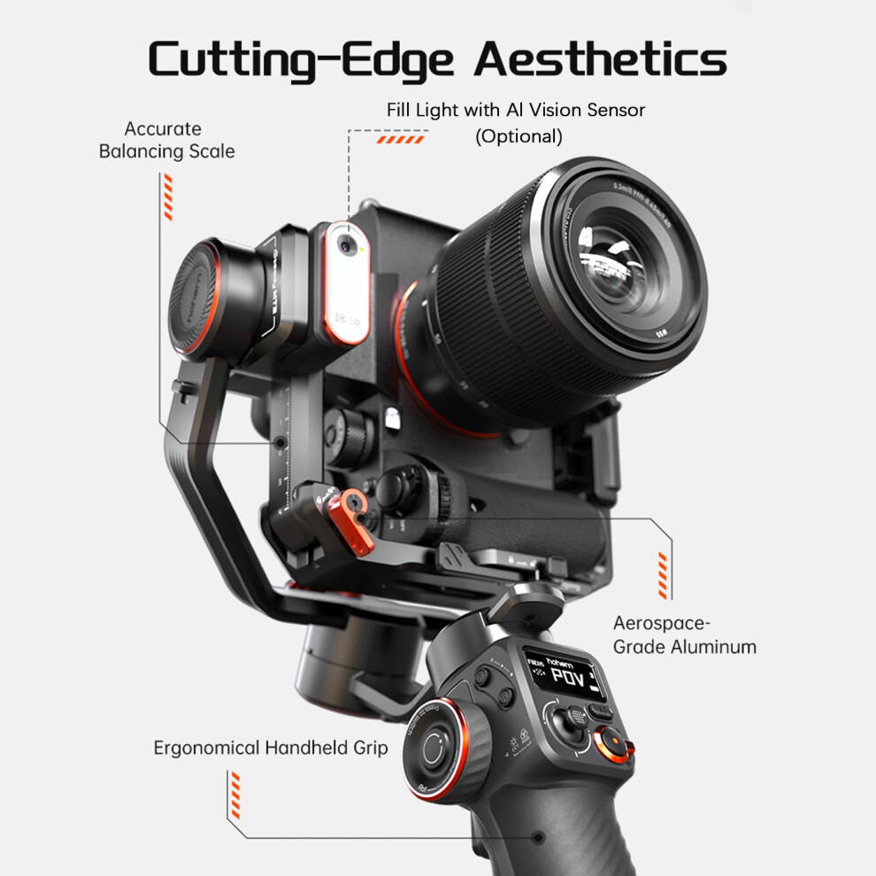 hohem iSteady MT2 Kit 3-Axis Camera Stabilizer Gimbal Stabilizer for Smartphone 1.2kg/2.64lbs Payload Support BT Connection with AI Vision