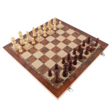 3-in-1 Holz-Schach- und Dameset Tragbares Klappbrett für Kinder & Erwachsene