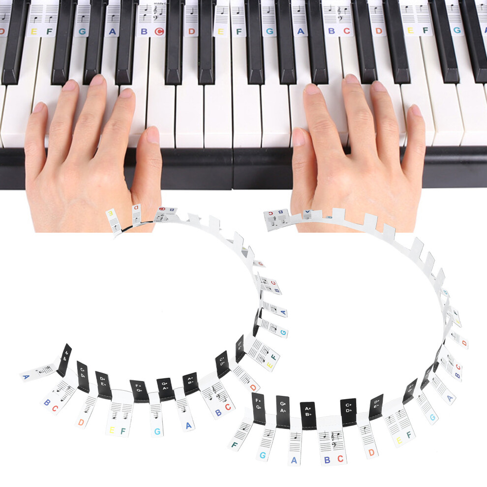 Removable 88 Key Piano Keyboard Note Labels Colorful Notes Guide Letters Stickers for Kids Beginner Learning