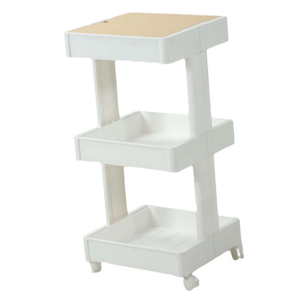 Rooling Cart 3 Tier Rolling Shelves Adjustable Lockable Casters Versatile Mobile Organizer with Lid for Bedroom Bathroom