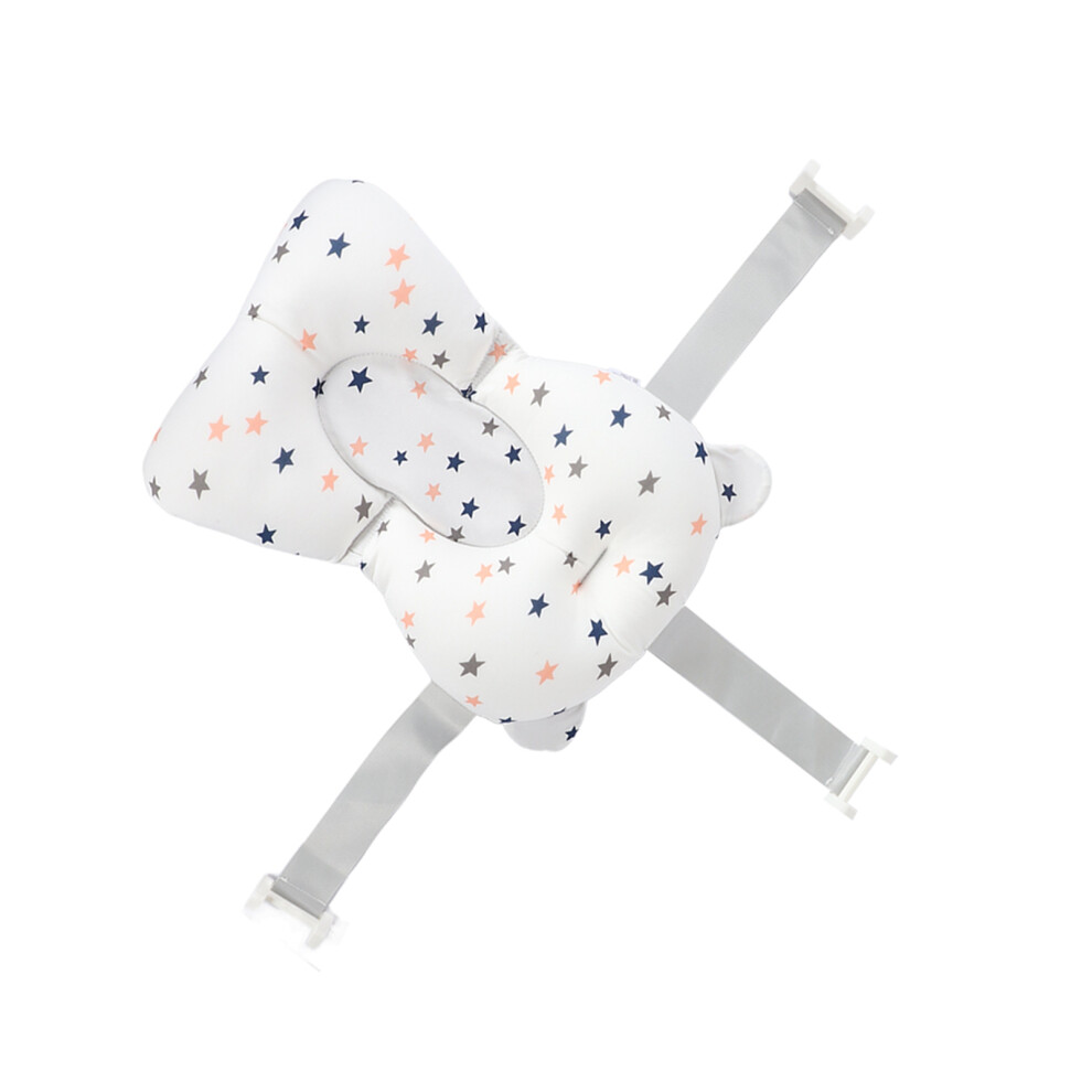 Soft Baby Bath Support Cushion Pad Cute Breathable Adjustable Newborn Bathtub Floating Pillow Mat Star Pattern White