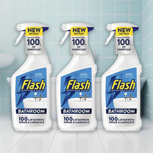 Flash Bathroom Cleaning Spray 500ml (Pack of 3), Multi-Surface Cleaner
