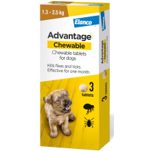 (Puppy 1.3 - 2.5kg) Advantage Chewable Flea & Tick Protection for Dogs