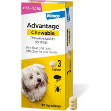 (Small Dog 2.5 - 5.5kg) Advantage Chewable Flea & Tick Protection for Dogs