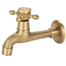 Copper Sink Faucet Vintage Lengthen Bronze Color Single Cold Water Tape Faucet for Kitchen Sink Mop Pool