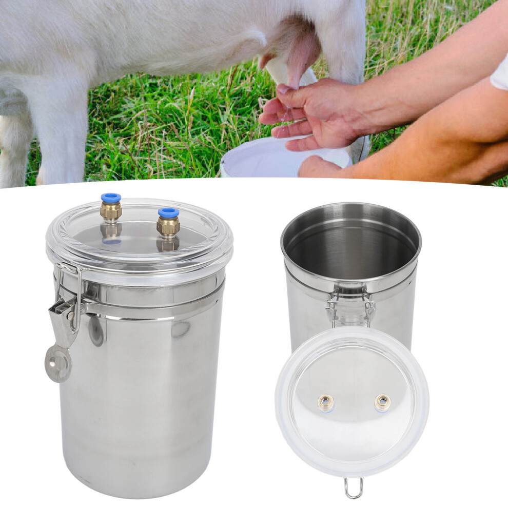 Manual Milking Machine 2L Capacity Effort Saving Operation Stainless Steel Bucket Portable Milking Kit For Home Milking 4111314942484