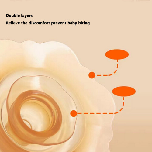 Silicone Nipple Shields Double Layers Prevent Biting Breastfeeding Nipple Protector for Flat Inverted Nipples 2