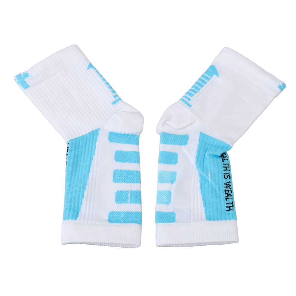 Sports Heel Socks Ankle Protection Foot Sleeve Support Compression Heel Socks for Athlete White and Blue